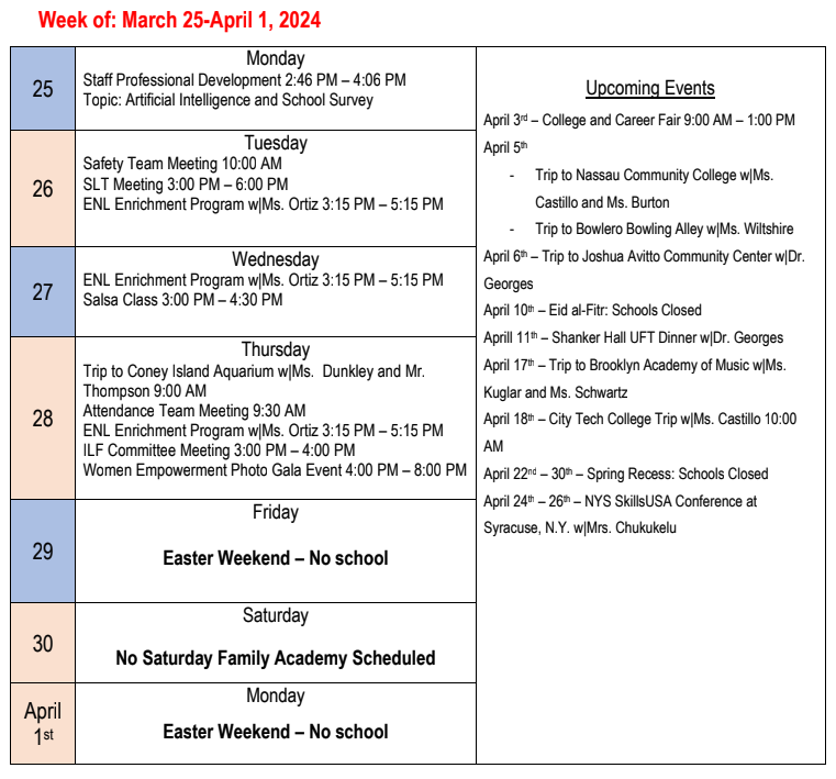 Weekly Calendar - W.H. Maxwell